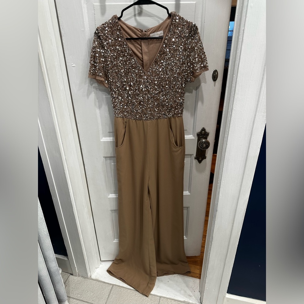 Maya Deluxe, women’s sequined jumpsuit, size 4